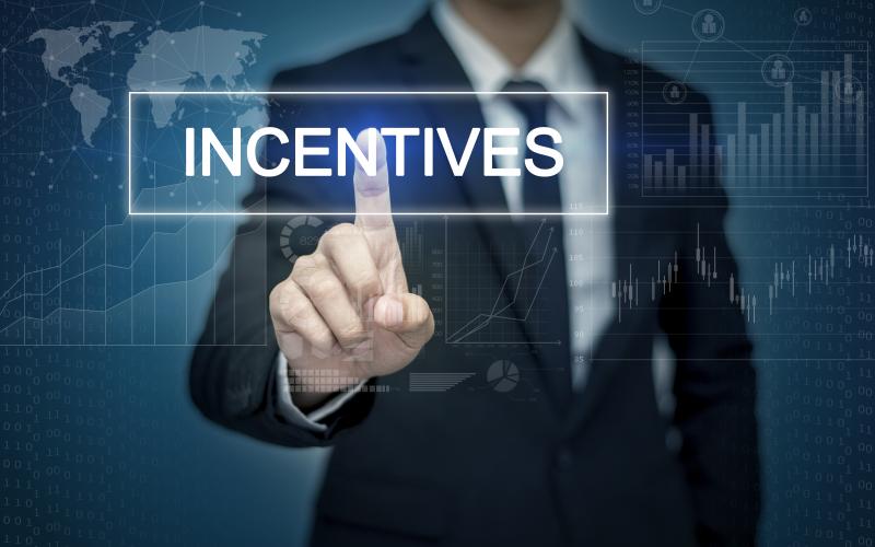 man pointing on incentives graphic