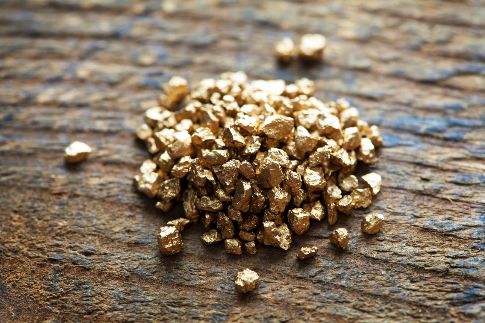 Mined gold on the floor