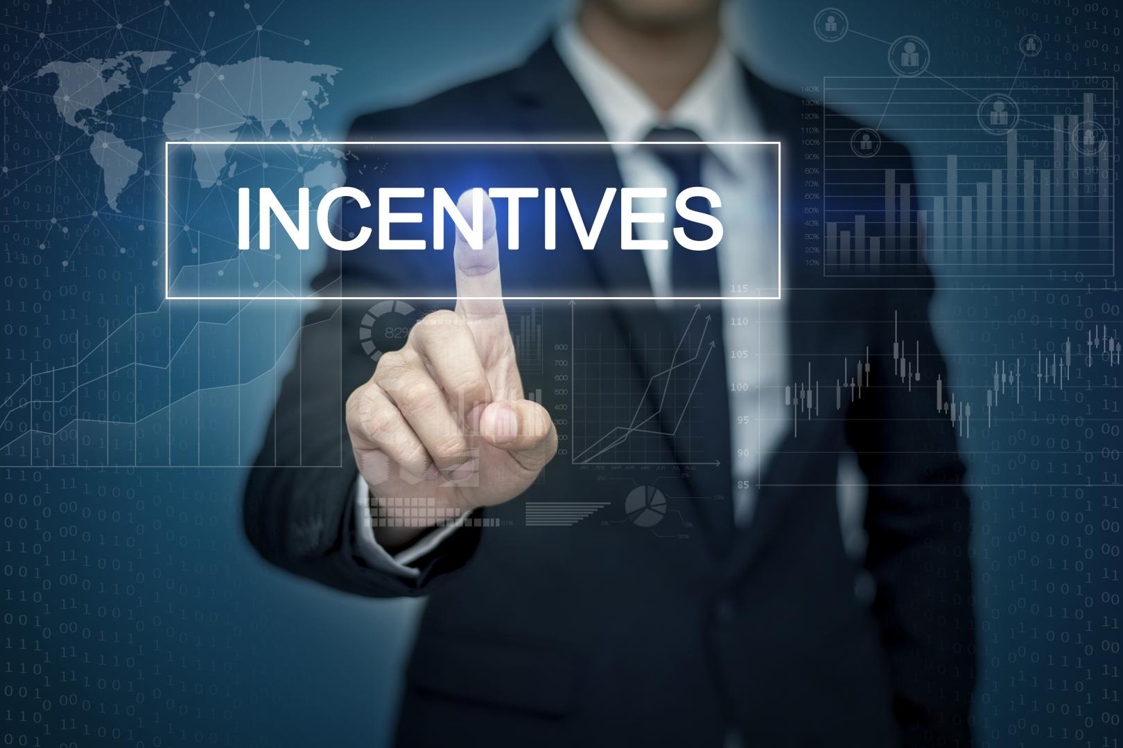 man pointing on incentives graphic