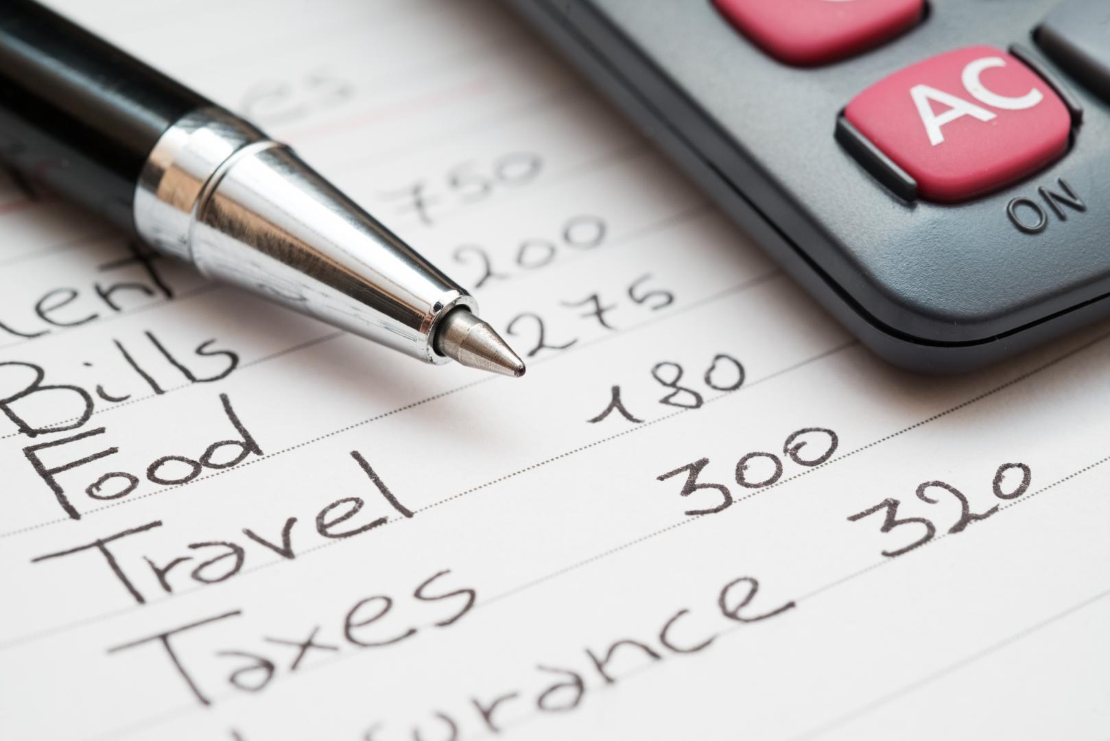 Expenditure list graphic with a calculator